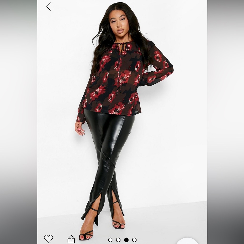 Smudge Rose Ruffle Chiffon Blouse - Picture 4 of 4